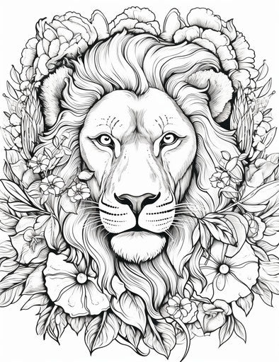 The lion head in flower pattern