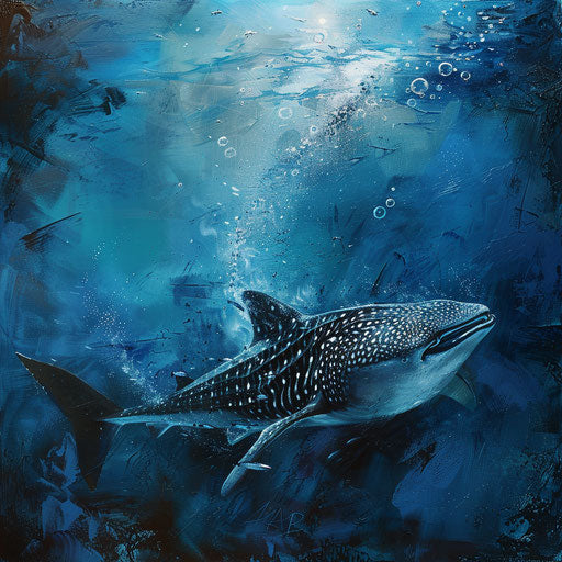 Whale shark dancing with bubbles in the background