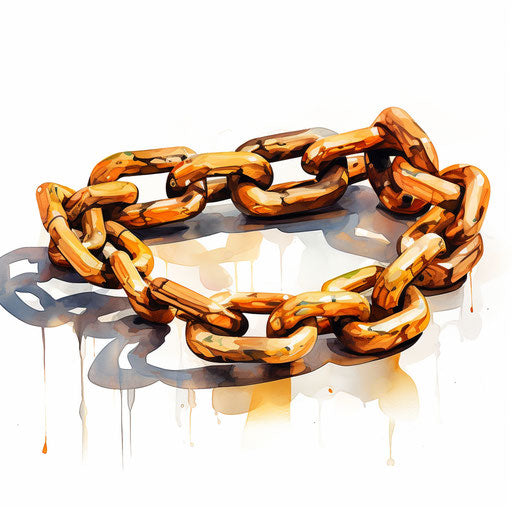 Chain in the style of oil painting on white background
