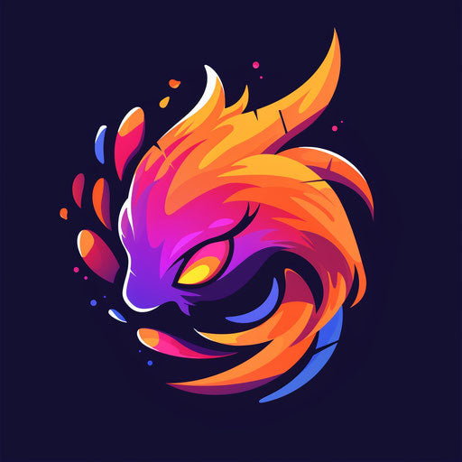 Bold cartoon logo with high contrast colors and dynamic shapes