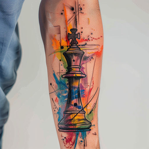 Colorful and stylized chess king on white background