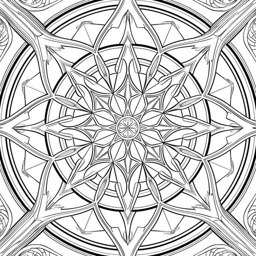 Detailed illustration of a mandala with interlocking circles and lines