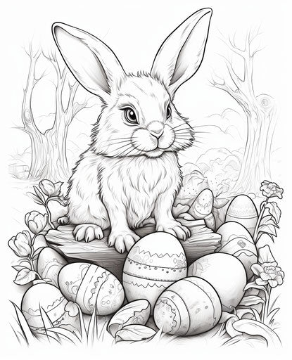 Giant Easter egg coloring page, pictorial contrasting style