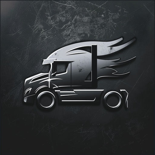 Modern trucking logo with sleek lines on metallic background