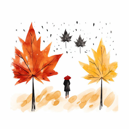 Autumn illustration in the minimalist style, on white background