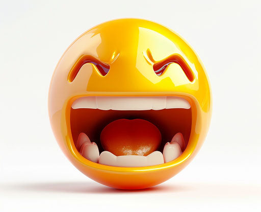 Shouting emoji, white background, Pixar style, high resolution, quality, detail, contrast 31:25