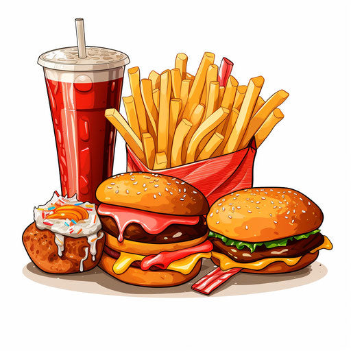 Junk food illustration in the style of Chiaroscuro Art