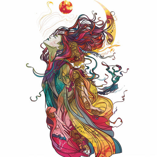 Artistic flat tattoo sketch of the goddess Venus