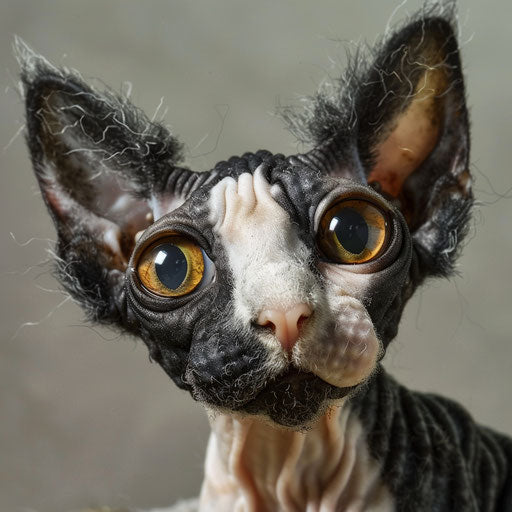 Cornish rex cat closeup of the face