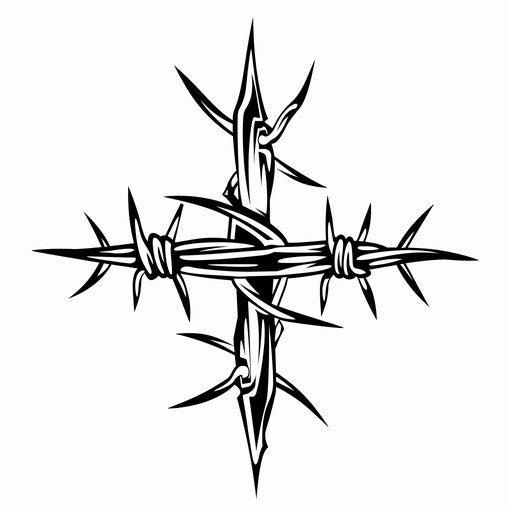 Traditional barbed wire tattoo design on white background