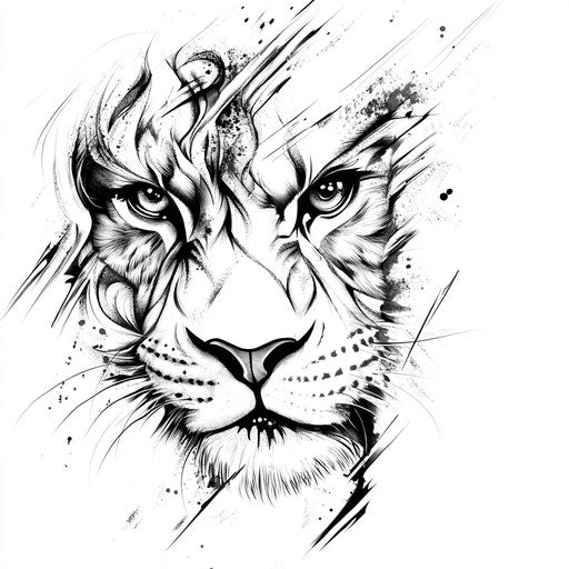 Sketch of lion tattoo on hand