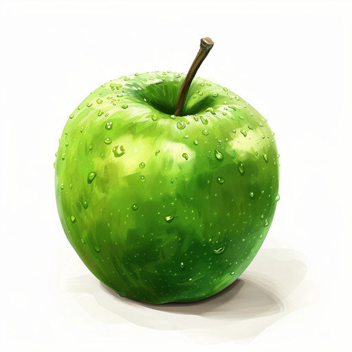 Realistic green apple illustration with white background and shadows