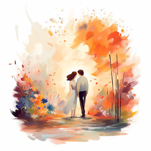 Happy Anniversary Clipart in Impressionistic Art Style