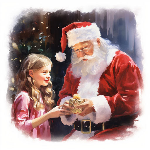 Impressionistic Secret Santa Clip Art on White Background