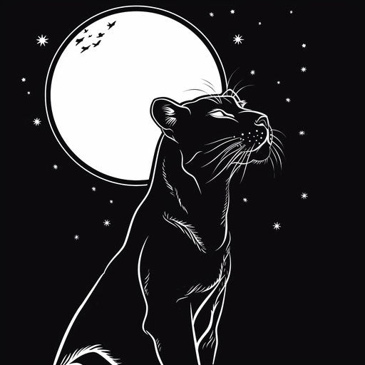 Black panther under the moon