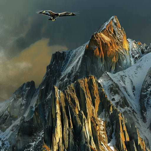 Mount Augustus with an eagle soaring above, in the style of Peter Holme III