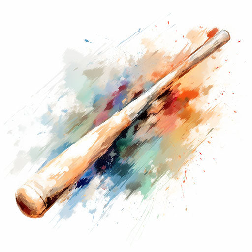 Impressionistic baseball bat clipart on white background