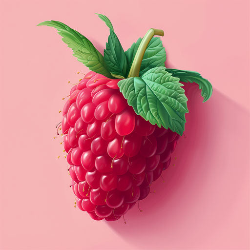 Raspberry clipart in photo realistic style with a flat random background