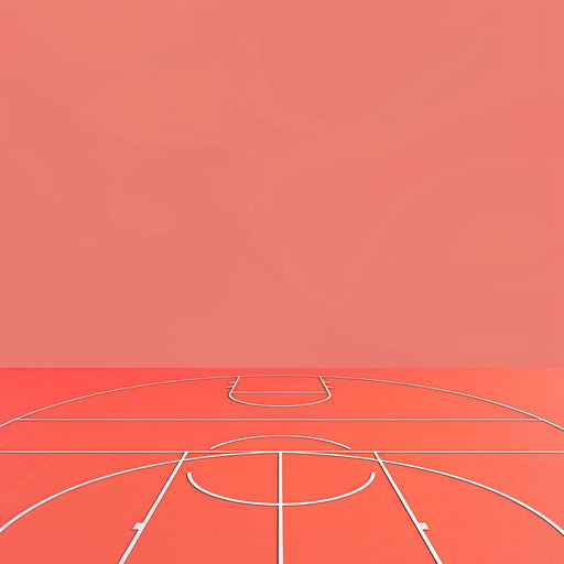Realistic basketball court clipart on vibrant coral background