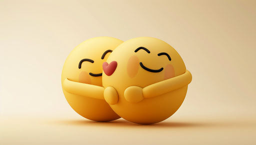 Love and friendship in emoji hug, les nabis style, romantic subject