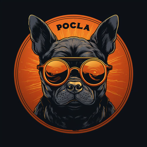 Black and orange rotunda with sunglasses making a dog face