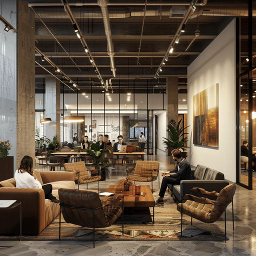 Sleek and modern tech hub with developers working on cutting-edge projects