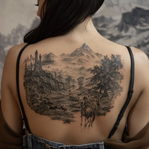 Epic mythological journey on the back