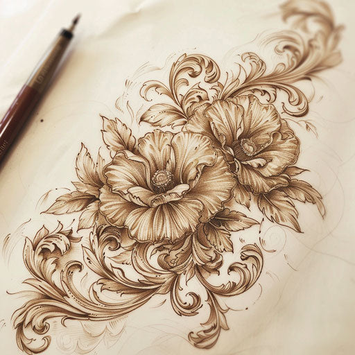 Vintage-inspired tattoo sketch for a cross stitch tattoo