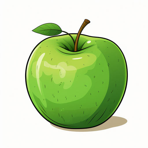 Green apple Minimalist clipart on white background