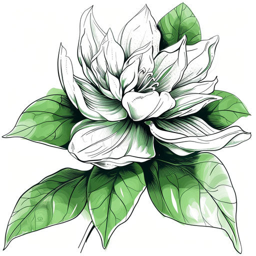 Stylish Japanese gardenia tattoo design