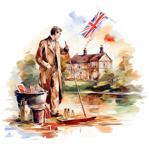 English clipart in the style of Oil painting