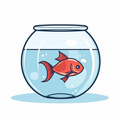 Minimalist fish bowl clipart on a white background