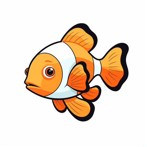 Clownfish in Minimalist Style on White Background