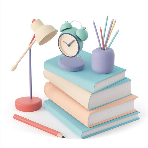 3D homework in photorealistic style with flat white background, isolated clipart