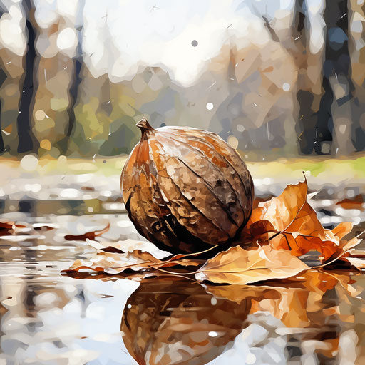 Acorn clipart in the style of Impressionistic Art, on white background