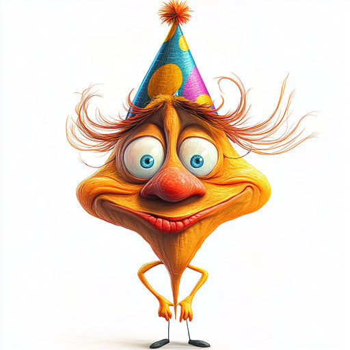 Humorous caricature of a cartoon character with exaggerated eyelashes