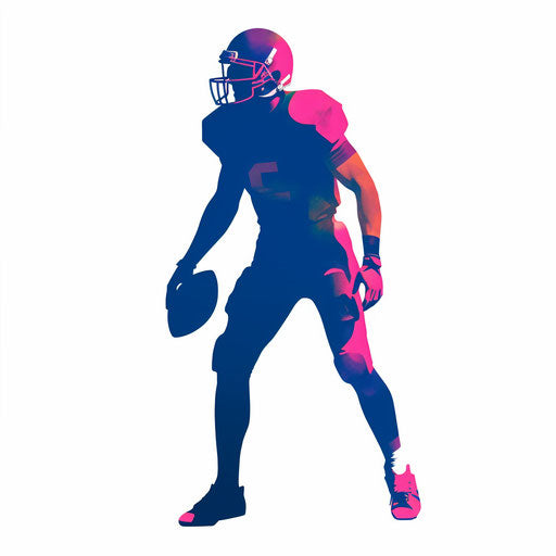 Football player in minimalist style on white background