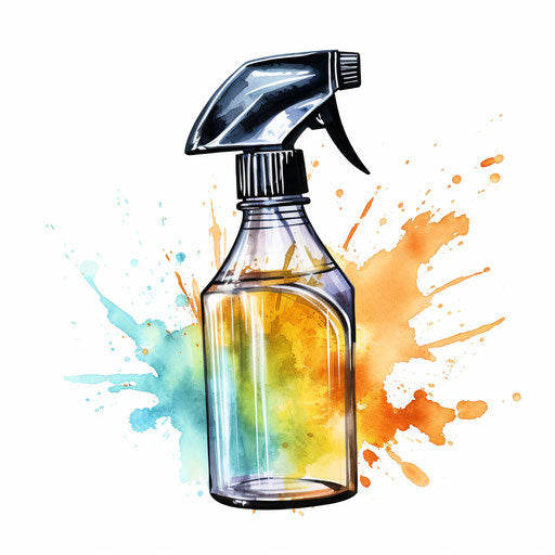 Spray bottle clipart in the style of oil painting, on a white background