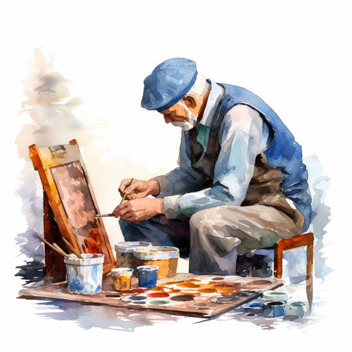 Hobbies clipart in the style of Oil painting, on a white background
