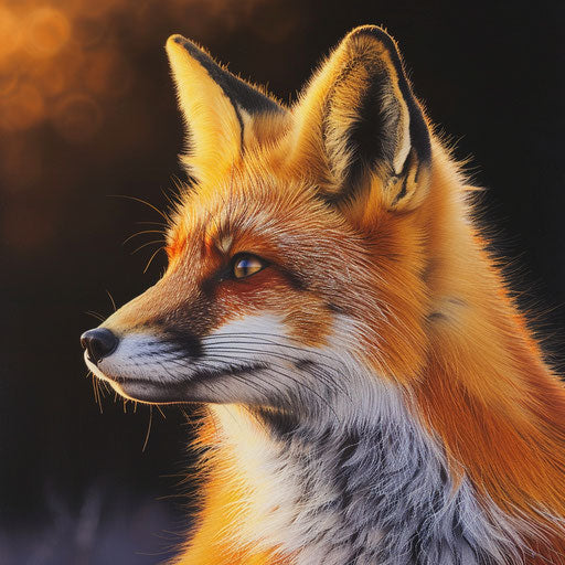 Red fox at sunset, vibrant colors and striking contrast