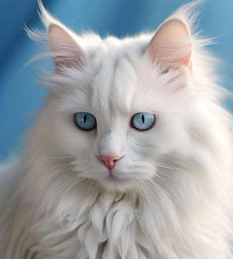 The white cat breed, Moroccan style, exaggerated face
