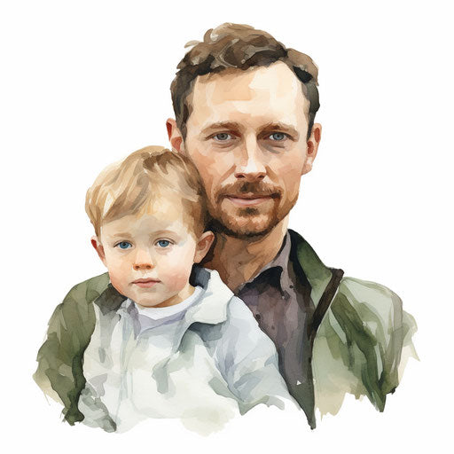 Dad illustration in the style of oil painting, on white background