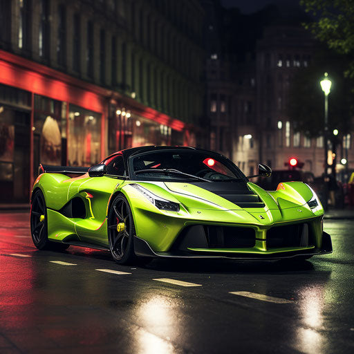 The classic bright green Ferrari