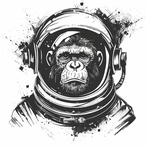 Space monkey in astronaut helmet tattoo design