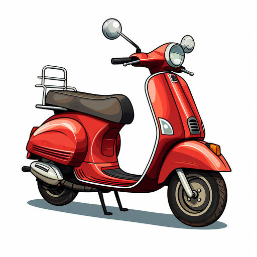 Scooter illustration in the style of Chiaroscuro Art, on a white background
