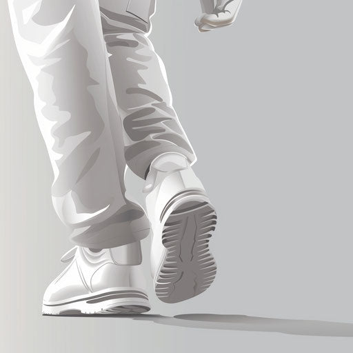 Glossy realistic walk clipart on flat silver background