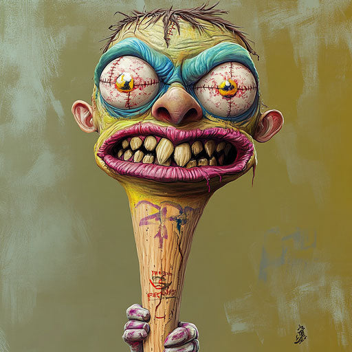 Expressive Baseball Bat Caricature Clipart to Enliven Spaces