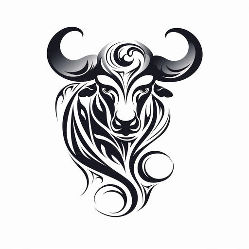 Taurus tattoo symbol on white background