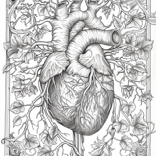 Intricate and ornate circulatory system - Coloring page