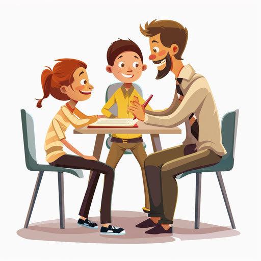 Realistic parent teacher conference clipart on white background